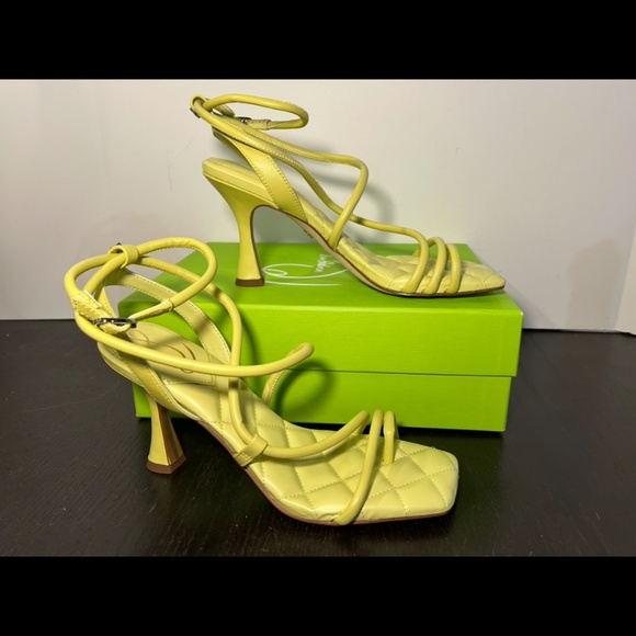 Sam Edelman Maven Strappy Leather Padded Heels Shoes Kiwi Green Womans 10M - Picture 2 of 16